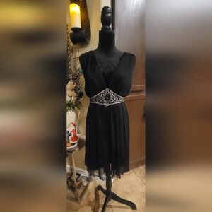 Elegant Black Dress with Silver Accents